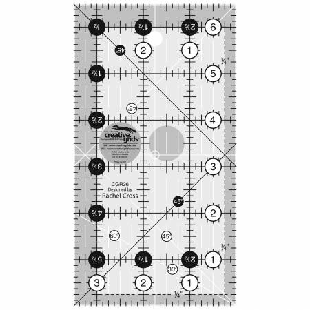 Cutting Ruler, CREATIVE GRIDS 3 1/2" x 6 1/2" (with self-grips)