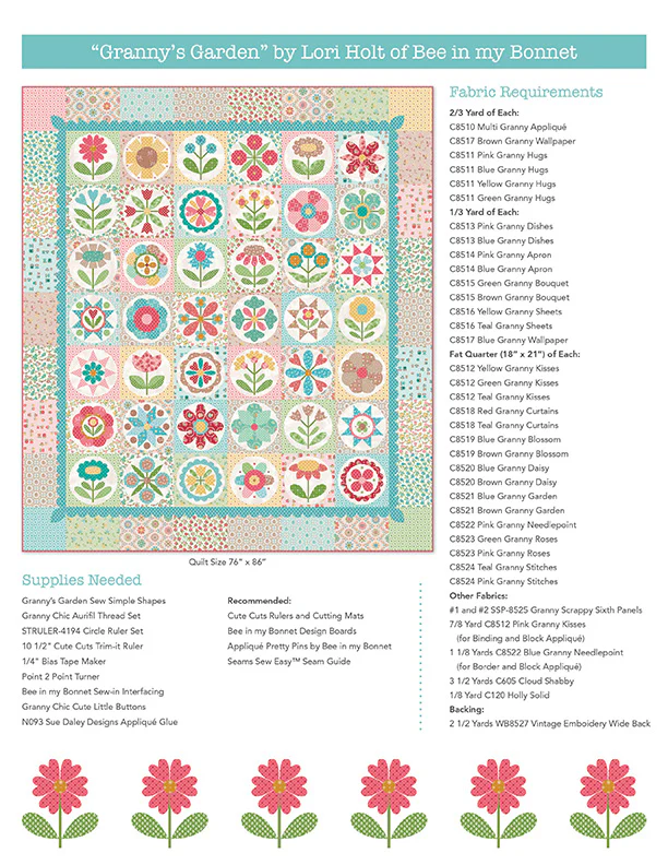 Cutting Ruler SET, Square TRIM-IT, BLUE 2.5", 3.5", 4.5", 5.5" & 6.5" by Lori Holt Cute Cuts (with self-grips) - Image 4