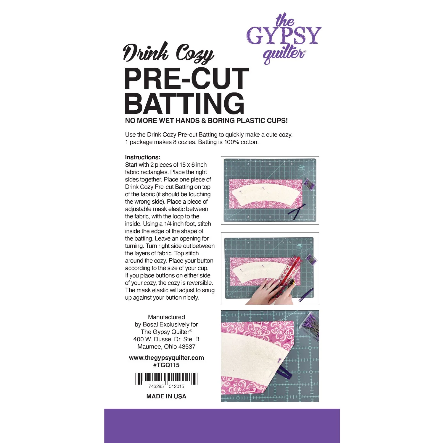 DRINK Cozy Precut Batting by The Gypsy Quilter - Image 3