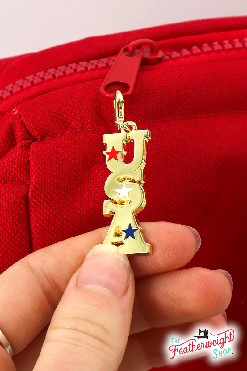 Enamel Charm Zipper Pull - AMERICAN FLAG & USA by Cathe Holden - Image 2