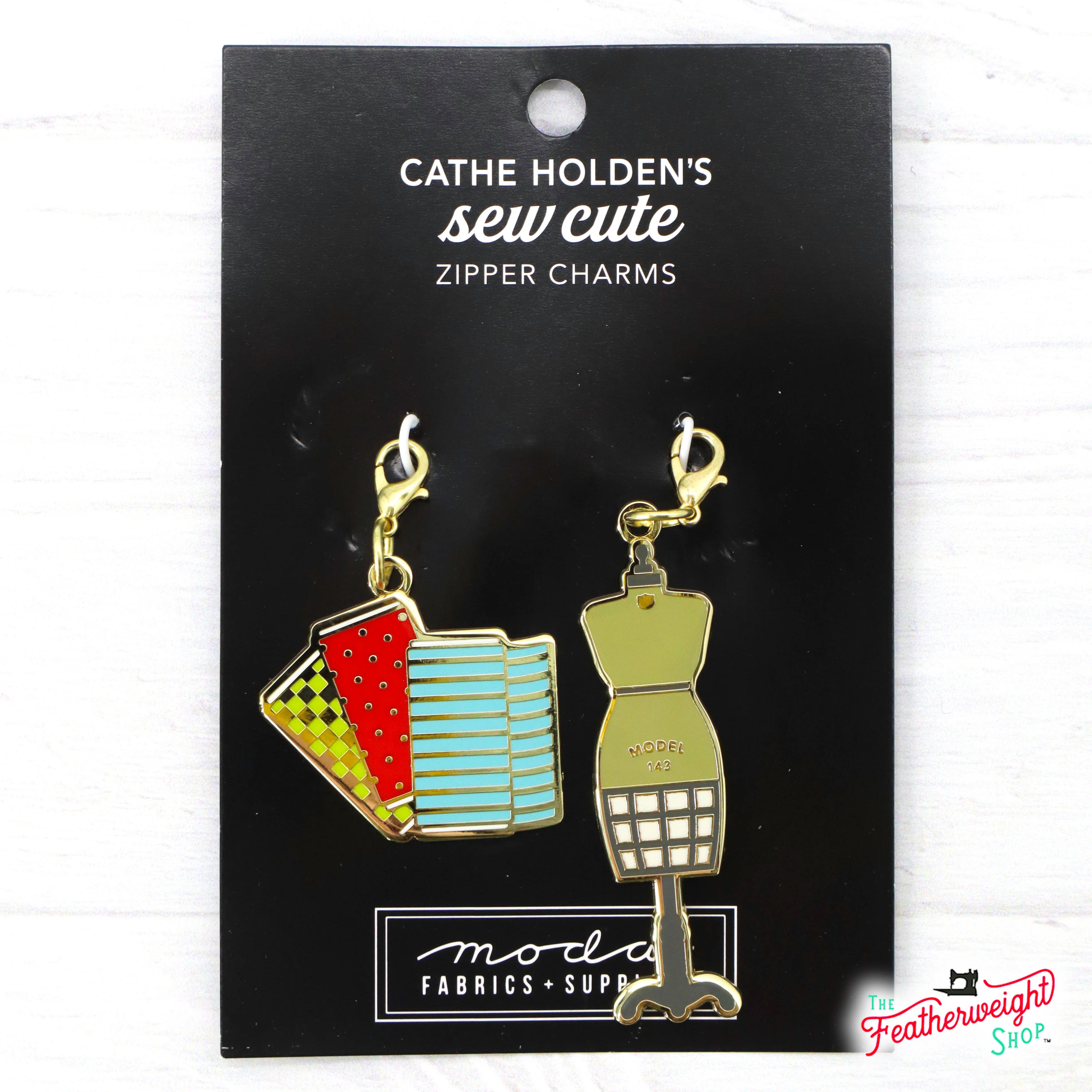 Enamel Charm Zipper Pull - MANNEQUIN & BOLTS OF FABRIC by Cathe Holden