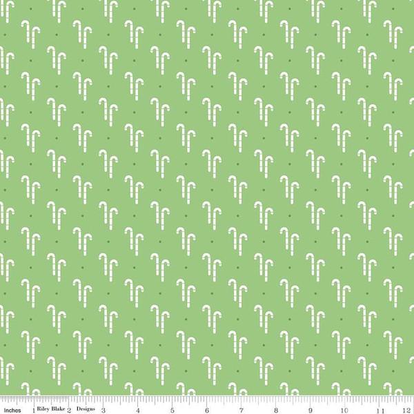 Fabric, COZY Christmas by Lori Holt of Bee in My Bonnet - Candy Cane, Green