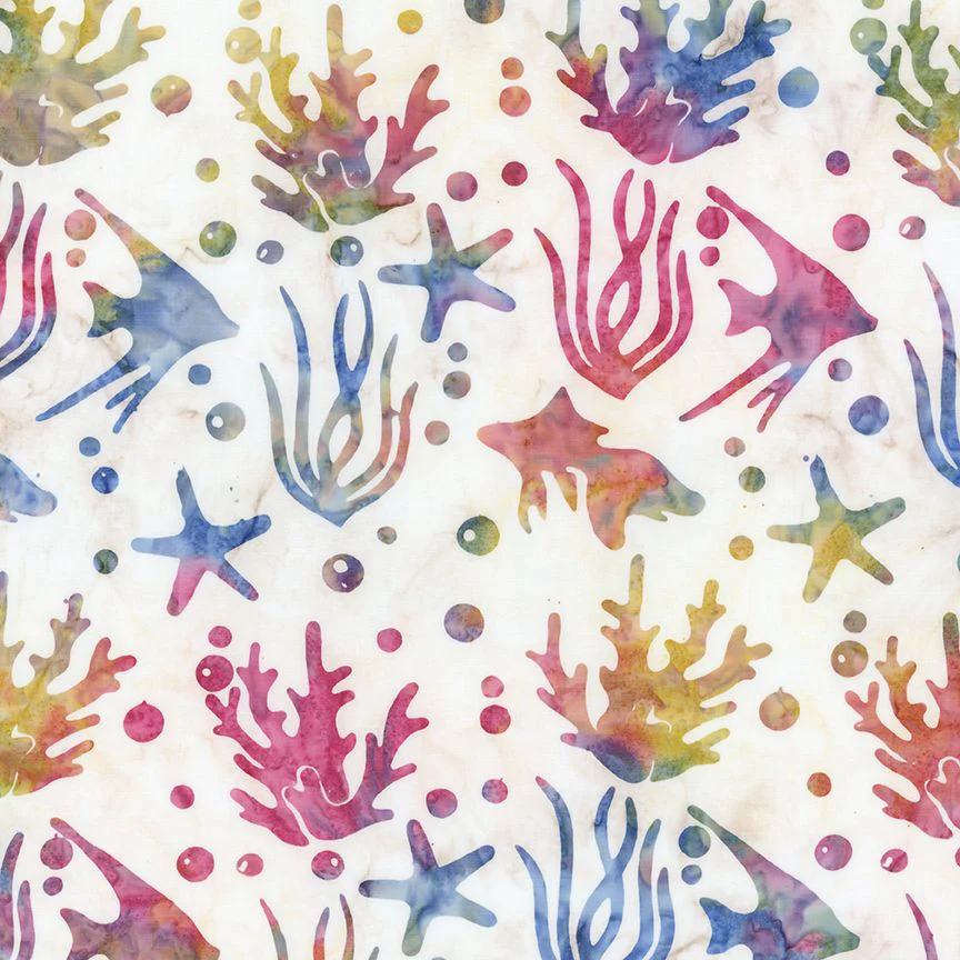 Fabric, Expressions Batiks Toes in the Sand - RAINBOW Sherbet (by the yard)