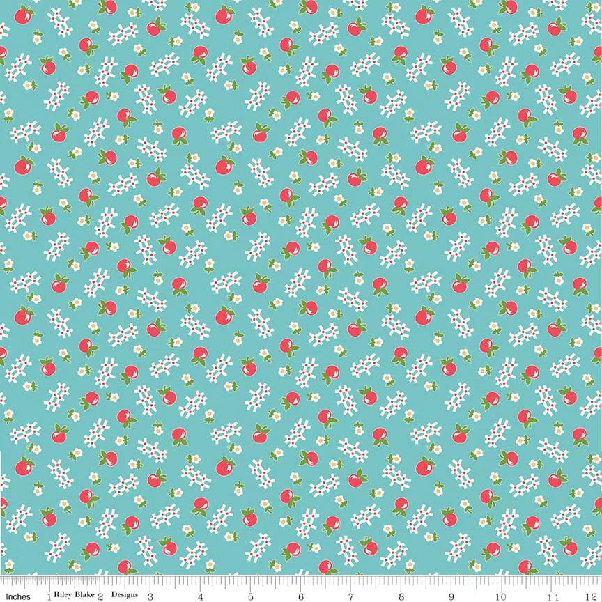 Fabric, Farm Girl Vintage by Lori Holt APPLE COTTAGE (by the yard)
