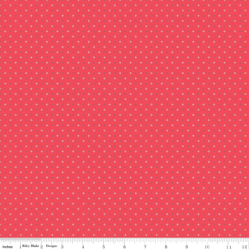 Fabric, Farm Girl Vintage by Lori Holt CALICO RED (by the yard)