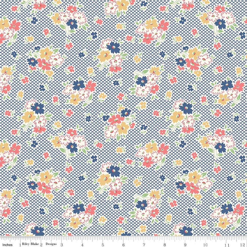 Fabric, Farm Girl Vintage by Lori Holt DENIM MAIN (by the yard)