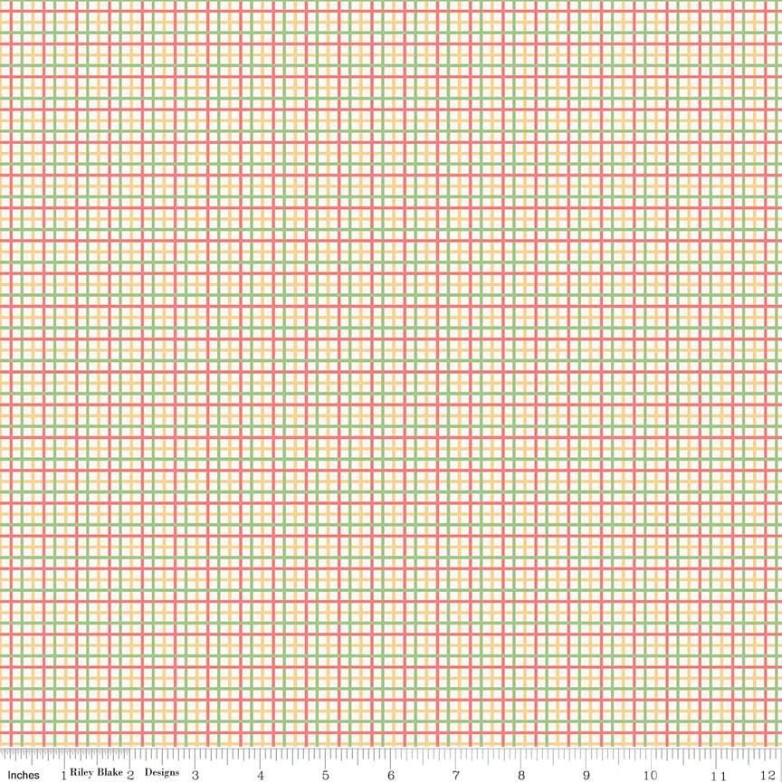 Fabric, Farm Girl Vintage by Lori Holt PLAID LIPSTICK (by the yard)