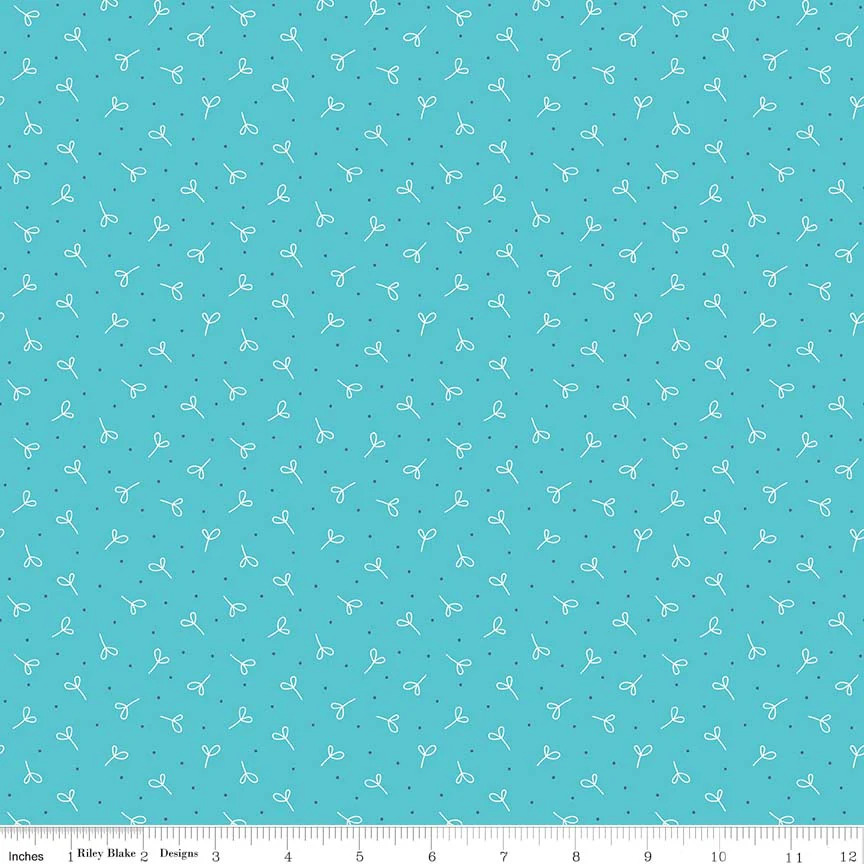Fabric, Farm Girl Vintage by Lori Holt SEEDLING PEACOCK (by the yard)