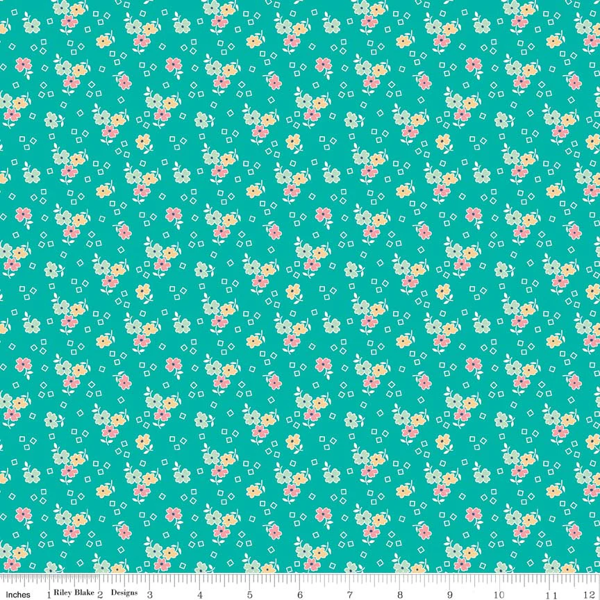 Fabric, Farm Girl Vintage by Lori Holt VIVID FLOWER (by the yard)