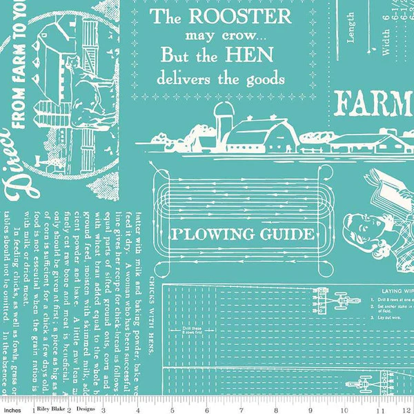 Fabric, Farm Girl Vintage by Lori Holt WIDE BACK 108" FARM LIFE COTTAGE (by the yard)