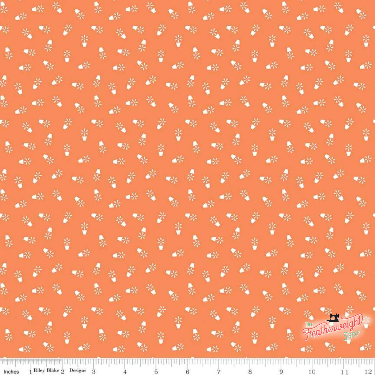 Fabric, Farm Girl Vintage Companion Prints by Lori Holt - FLOWER POTS PUMPKIN (by the yard)