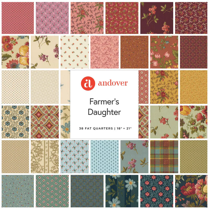 Fabric, Farmer's Daughter by Laundry Basket Quilts - FAT QUARTER BUNDLE - Image 3