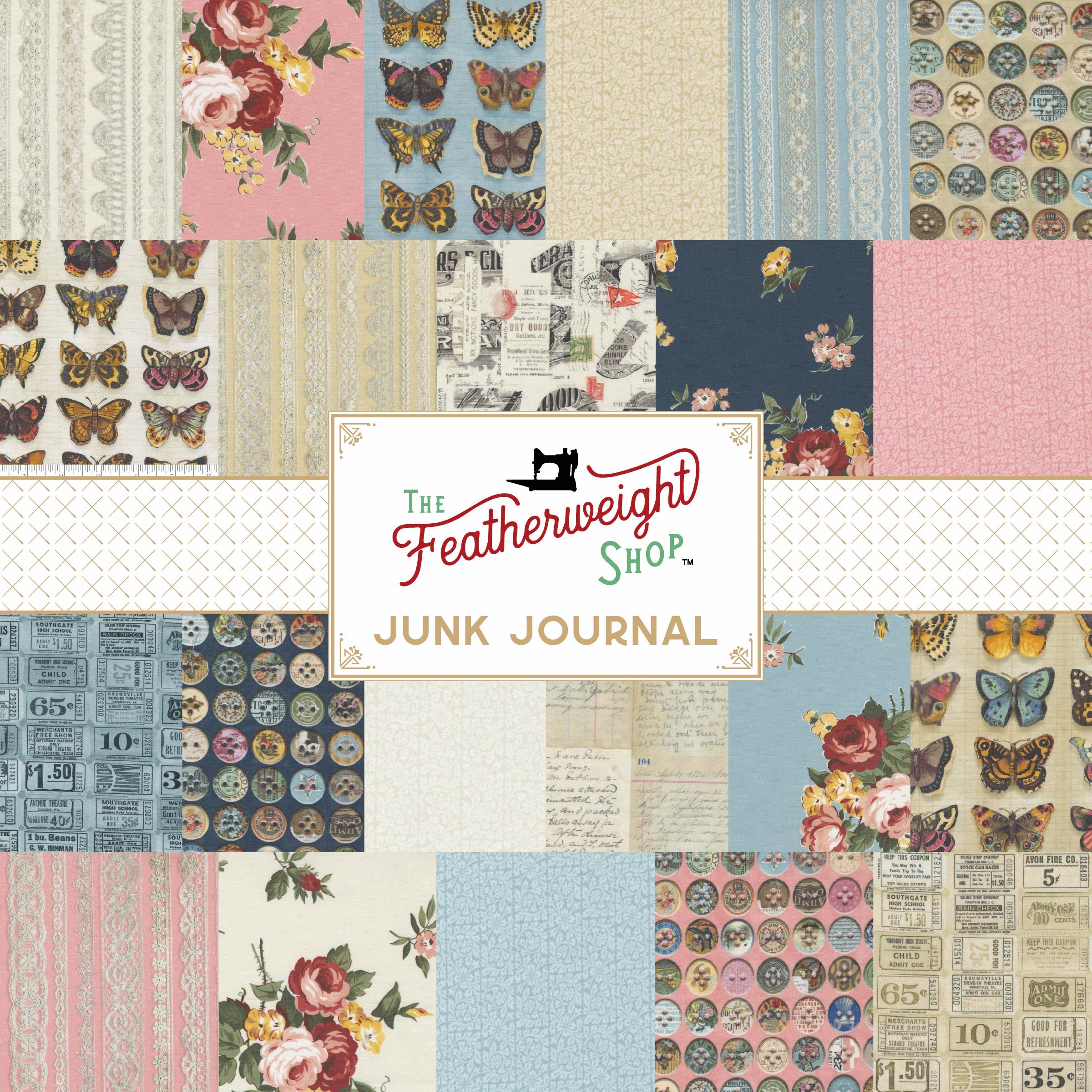 Fabric, Junk Journal COLLAGE Midnight by Cathe Holden (by the yard) - Image 2