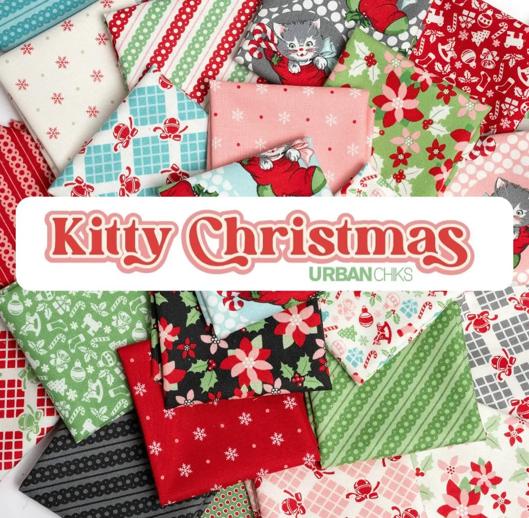 Fabric, Kitty Christmas Flurry Blenders Snowflake by Urban Chiks - SNOW Ivory (by the yard) - Image 2