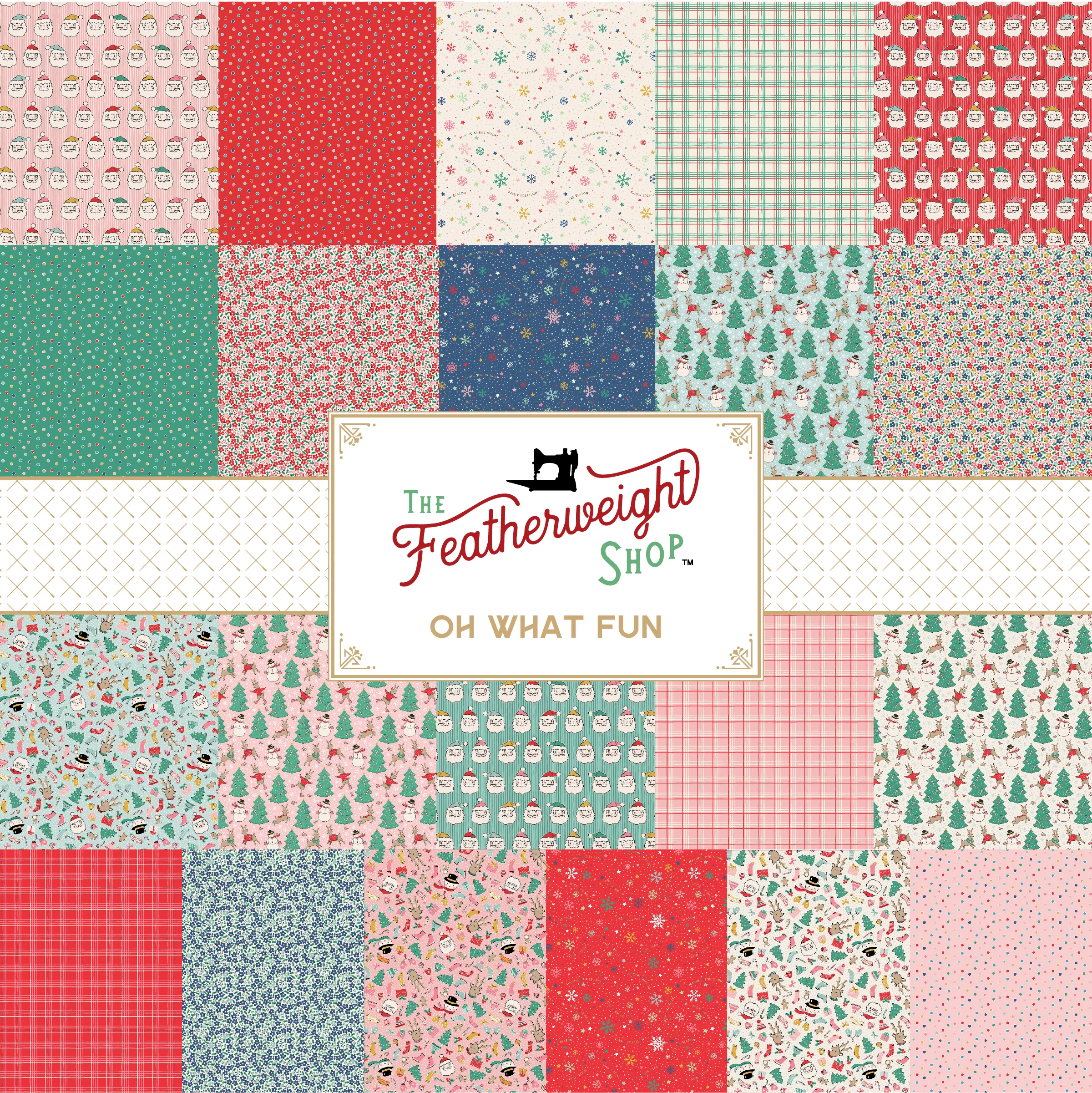 Fabric, Oh What Fun RED HOLLY FLOWERS by Poppie Cotton (by the yard) - Image 2