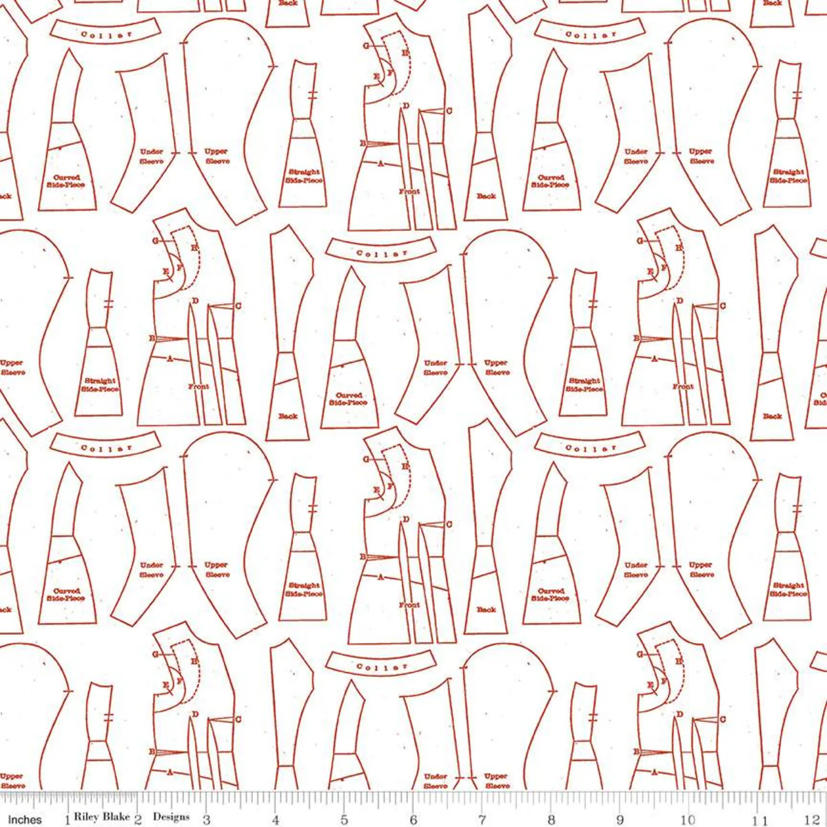 Fabric, Red Hot Sewing Patterns by J. Wecker Frisch - WHITE (by the yard)