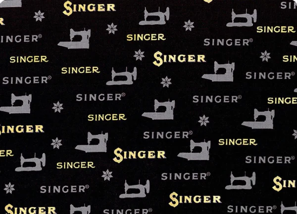 Fabric, Singer Featherweight Sewing Machines - Featherweight Silhouettes, BLACK (DIscontinued)