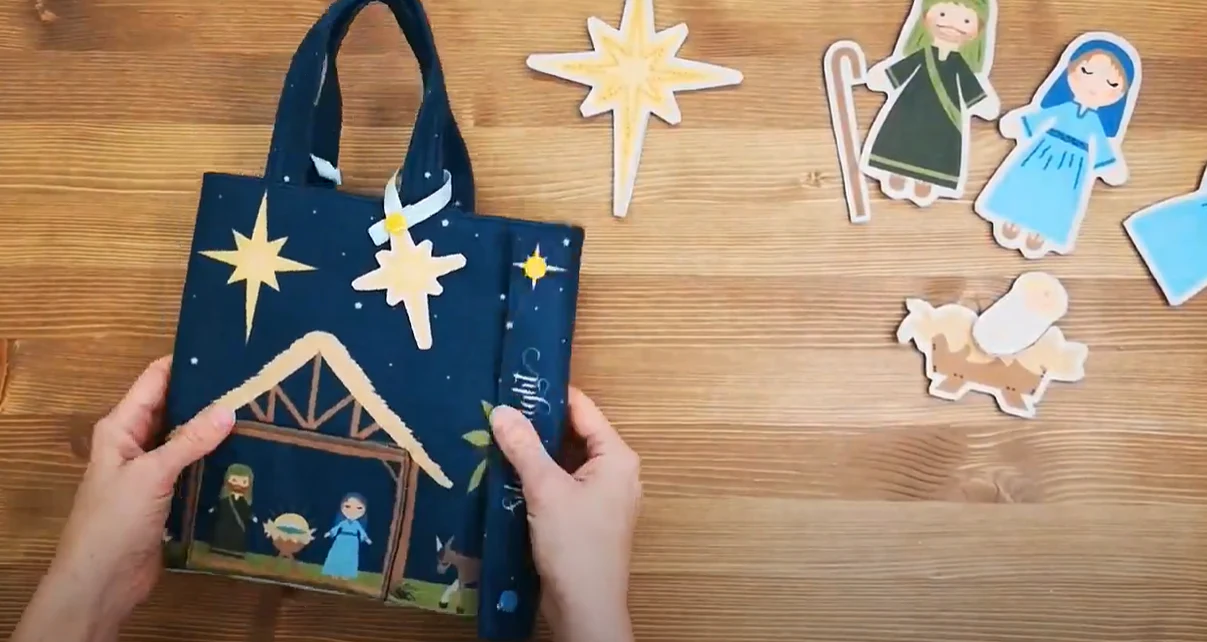 Fabric, Storybook Felt Christmas Nativity SILENT NIGHT Doll & Bag Set ~ Cut & Sew (PANEL) - Image 2