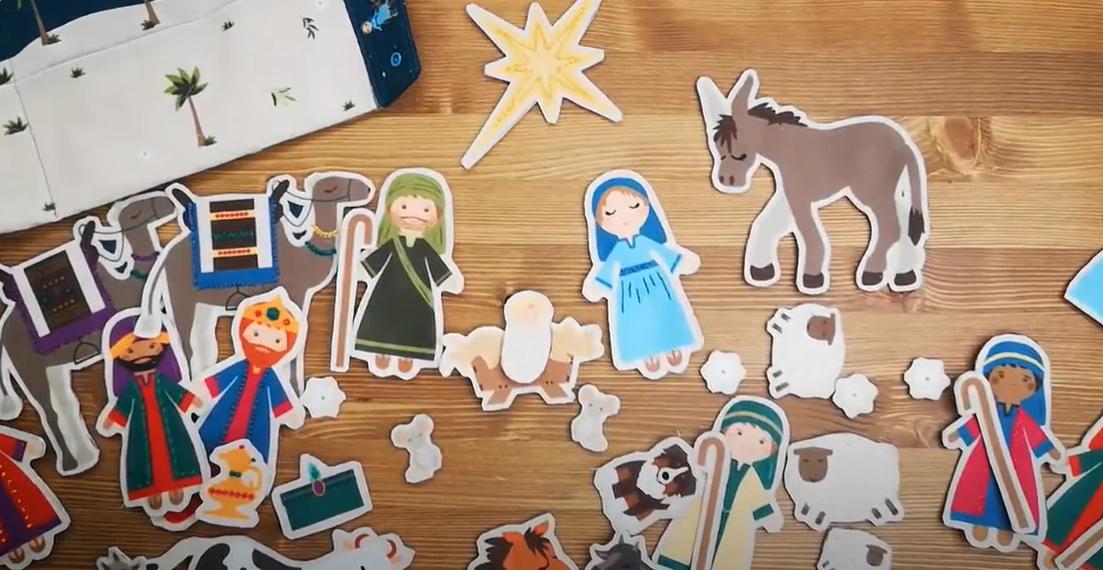 Fabric, Storybook Felt Christmas Nativity SILENT NIGHT Doll & Bag Set ~ Cut & Sew (PANEL) - Image 3