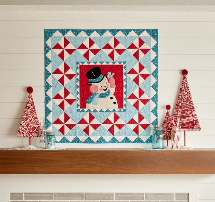 Fabric, Winter in Snowtown by Buttermilk Basin - Cream Red Snowflakes (by the yard) - Image 8