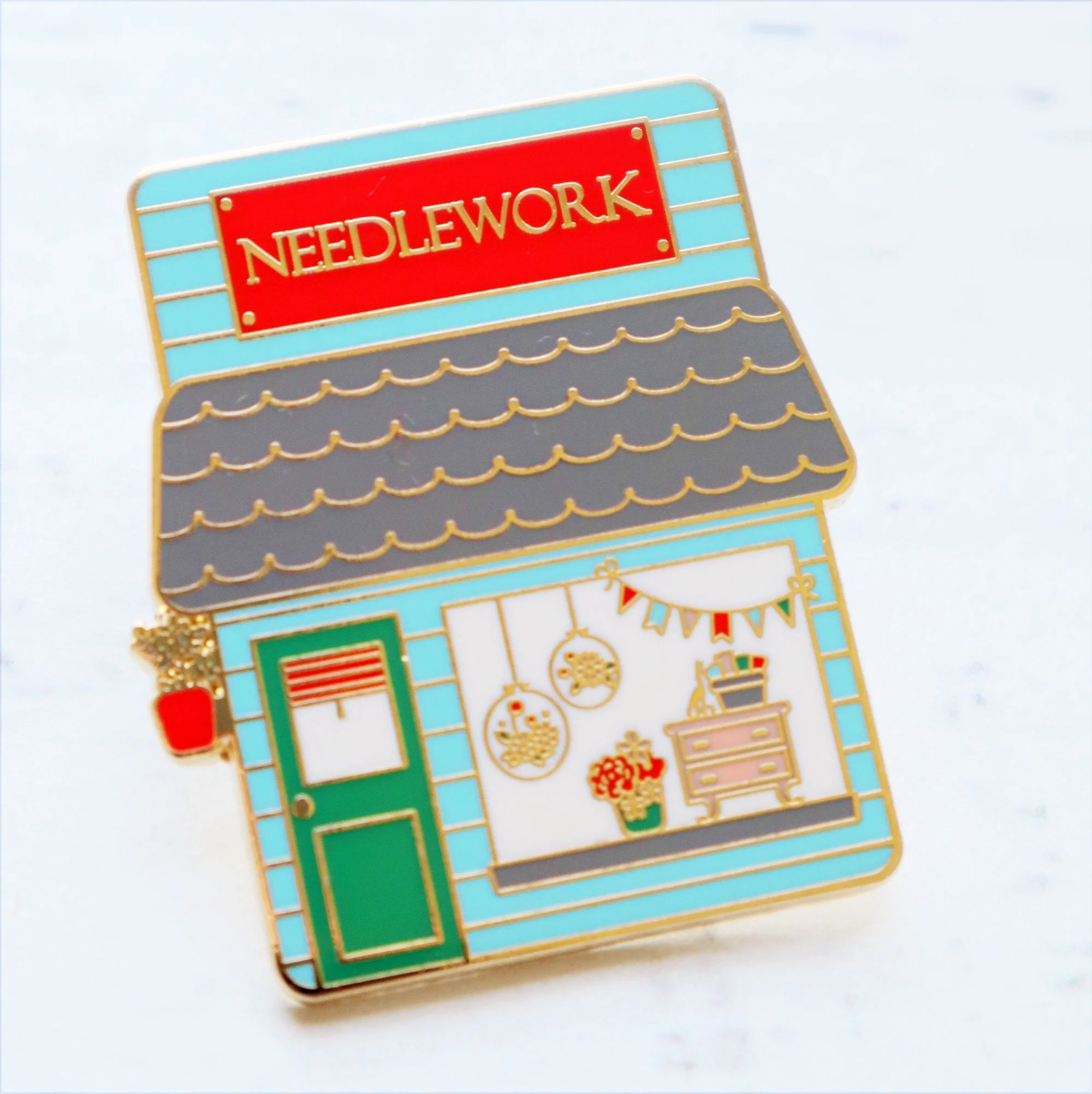 Enamel Pin, NEEDLEWORK SHOP by Flamingo Toes
