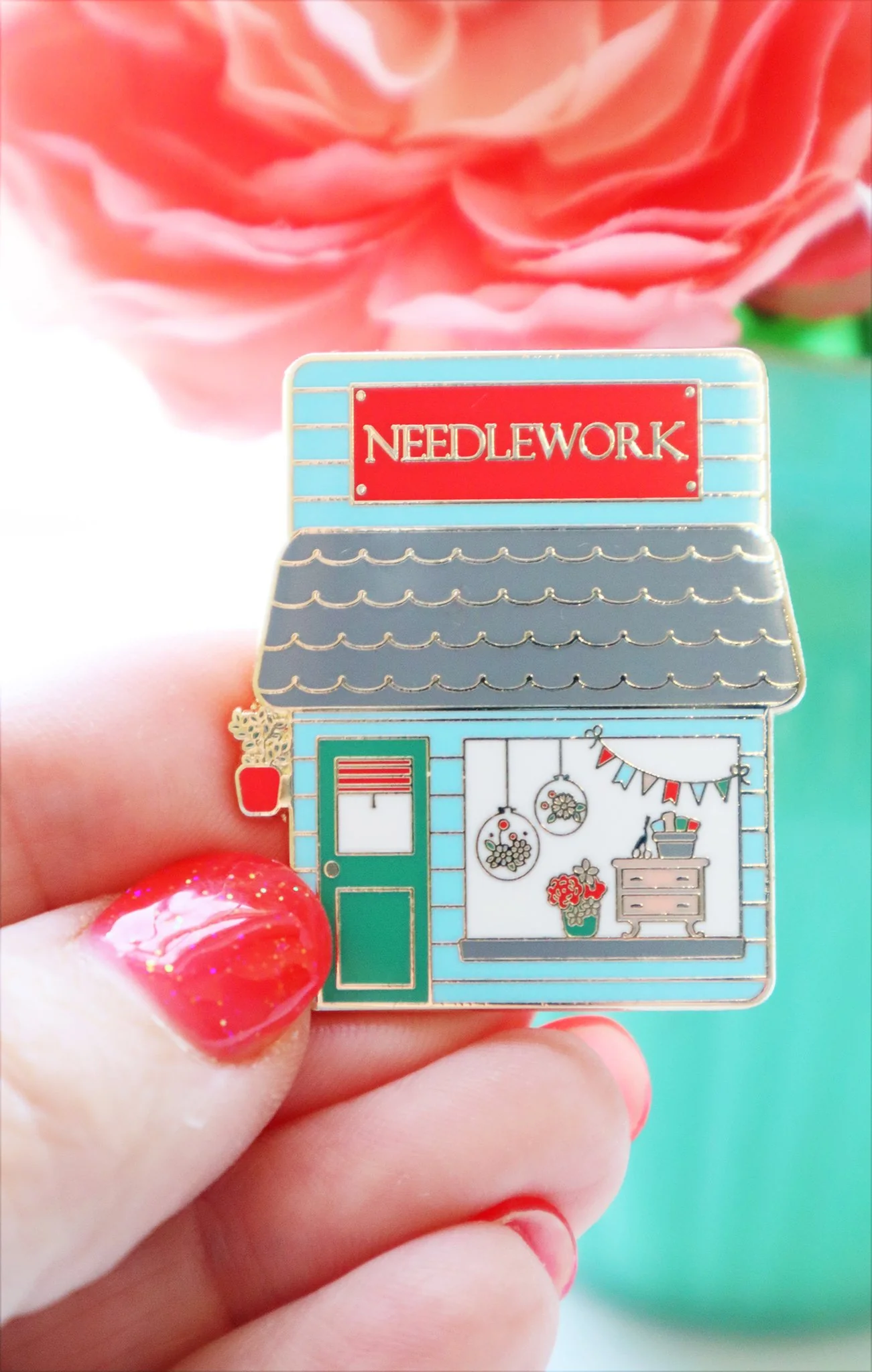 Enamel Pin, NEEDLEWORK SHOP by Flamingo Toes - Image 2