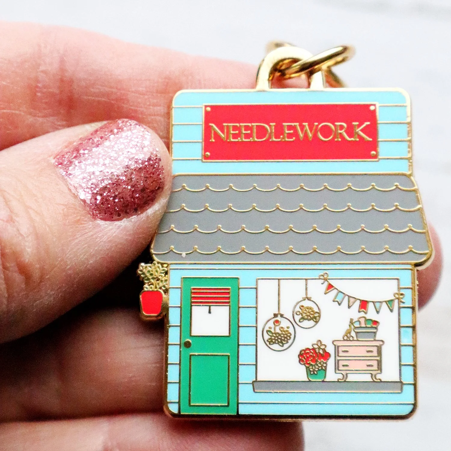 Keyring & Keychain Enamel Charm, NEEDLEWORK SHOP by Flamingo Toes - Image 2