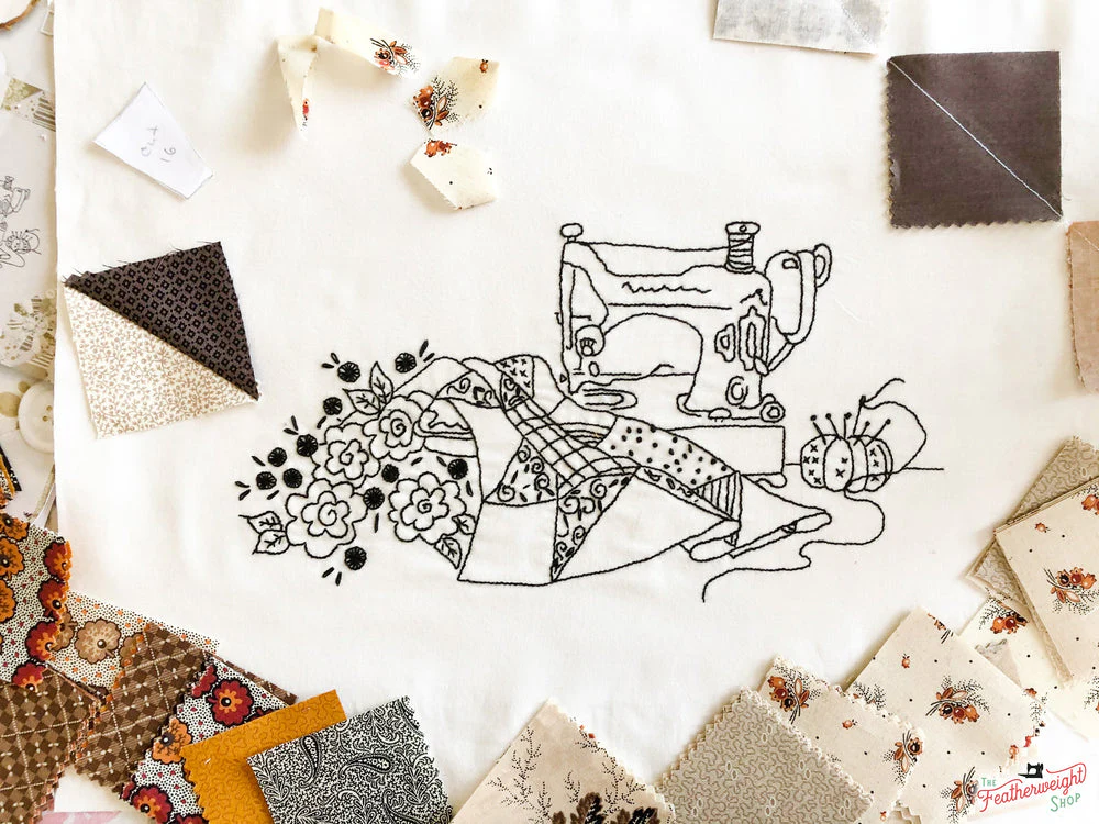 KIT, Vintage Autumn Featherweight Embroidery + Pattern - Image 4