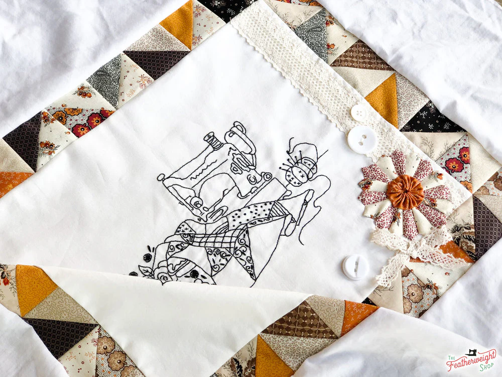 KIT, Vintage Autumn Featherweight Embroidery + Pattern - Image 5