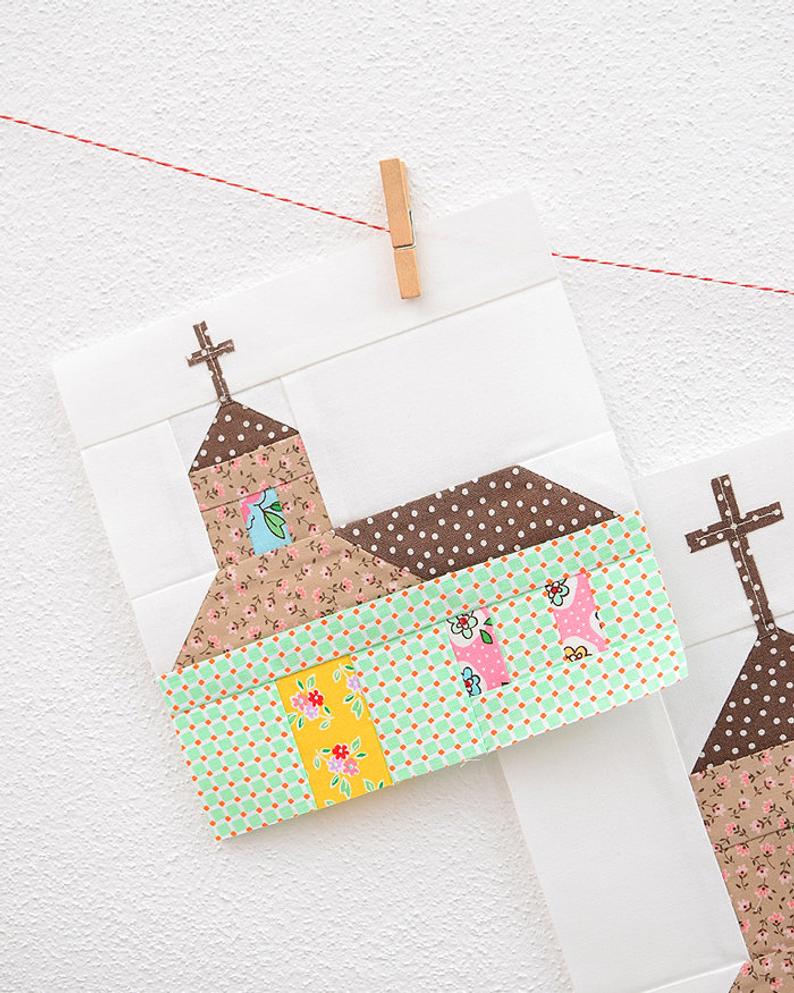 Pattern, Church (with Cross) Quilt Block by Ellis & Higgs (digital download) - Image 2