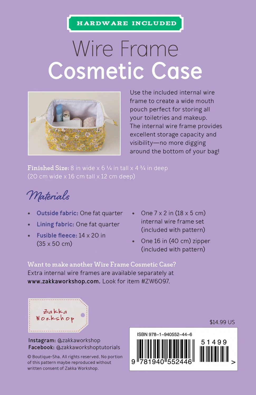 PATTERN, COSMETIC CASE + Wire Frame Hardware Kit - Image 2
