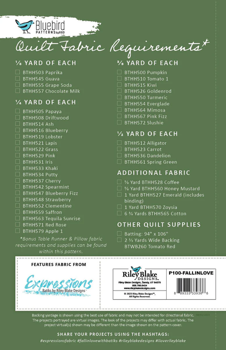 PATTERN, Fall in Love With Batiks by Bluebird Patterns - Image 4
