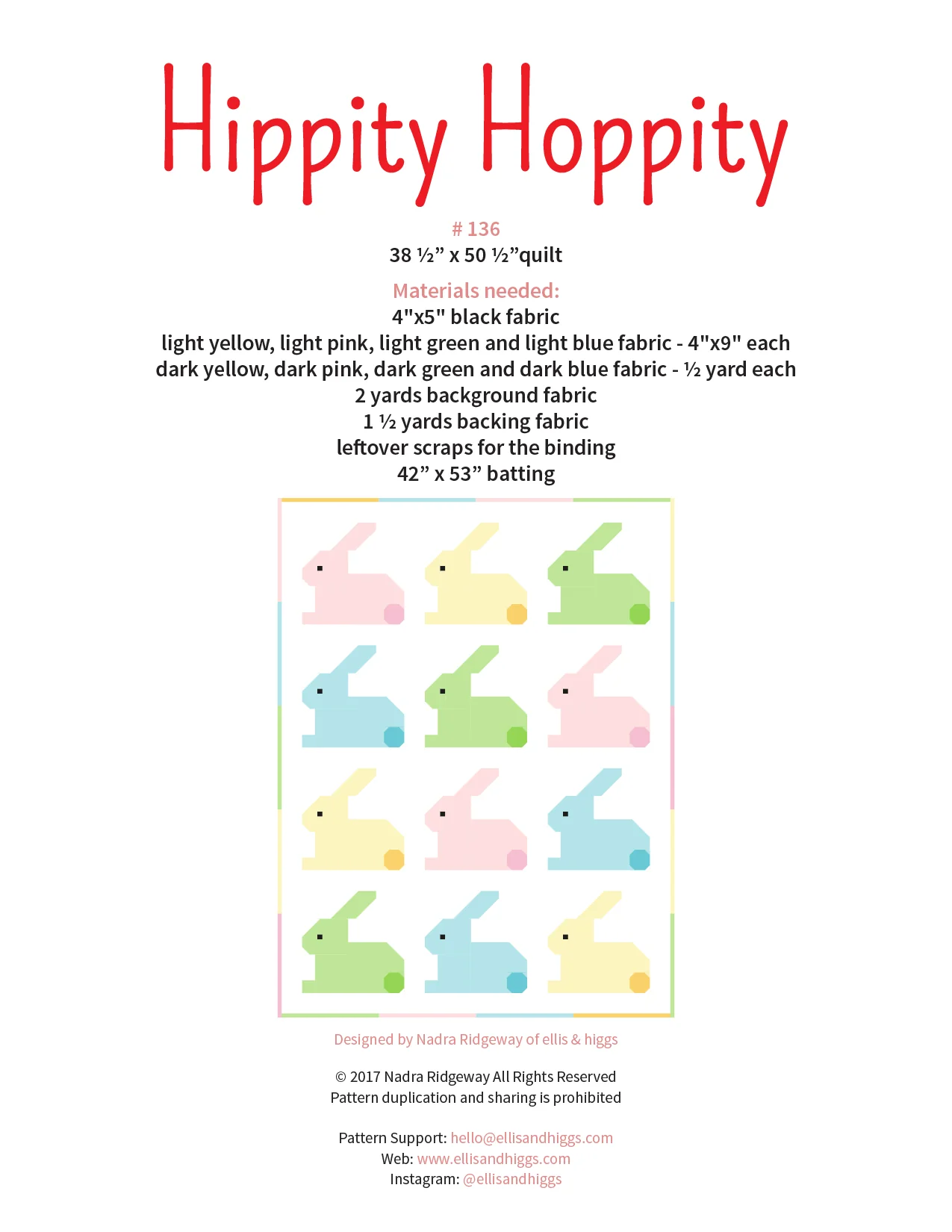 Pattern, Hippity Hoppity Baby Quilt by Ellis & Higgs (digital download) - Image 2