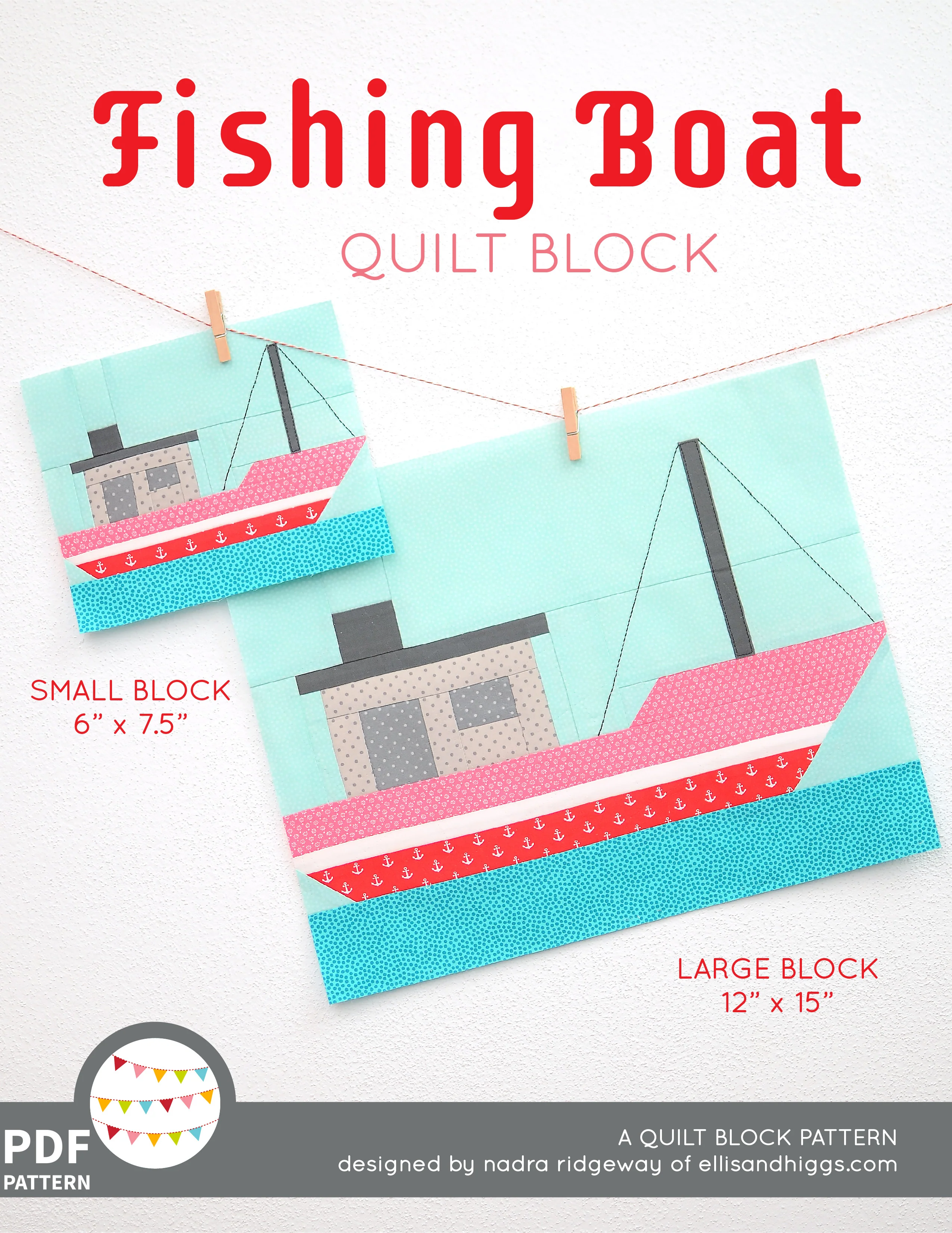 Pattern, Nautical Flying Seagull Quilt Block by Ellis & Higgs (digital download)