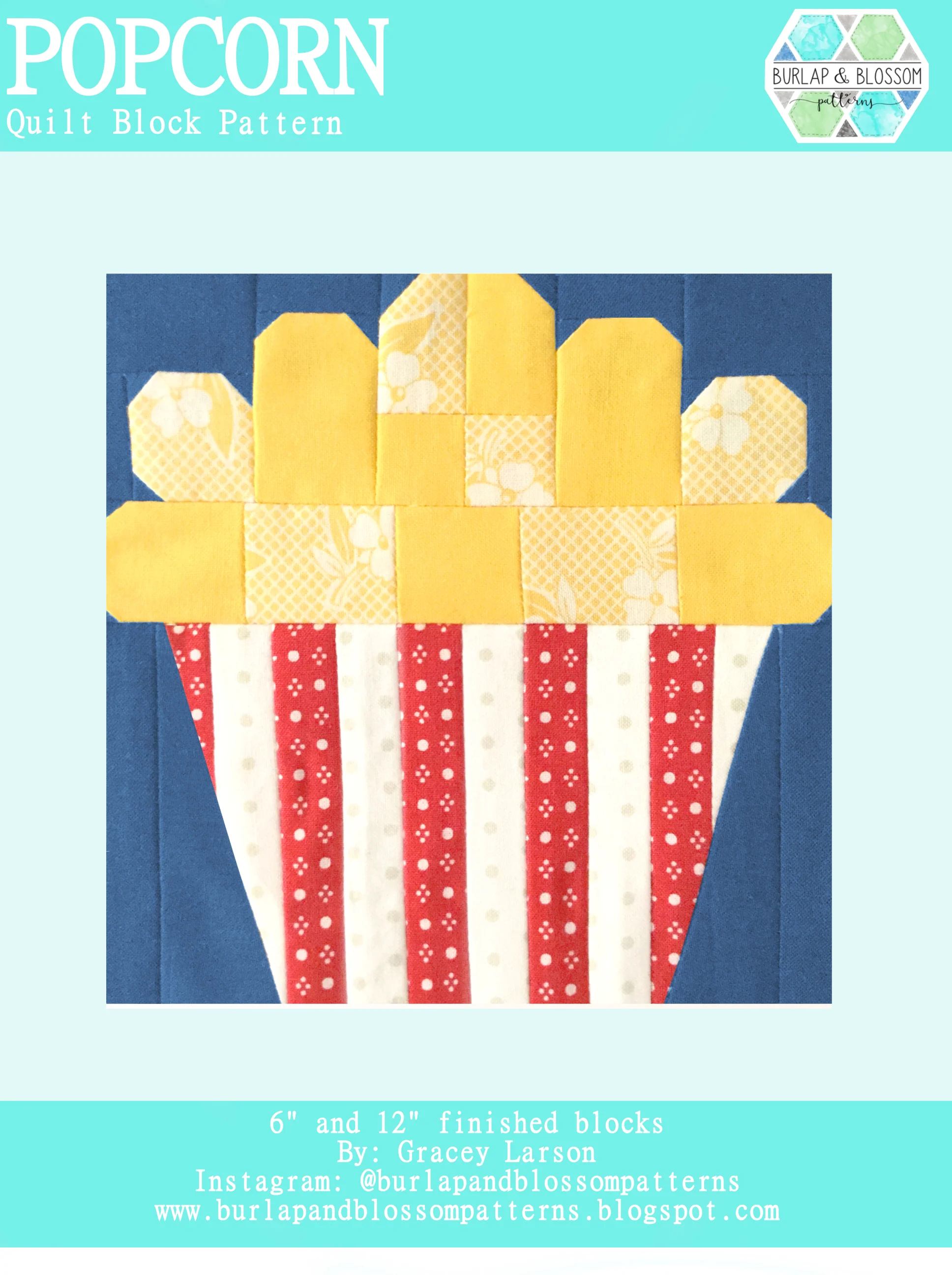 Pattern, Popcorn Quilt Block by Burlap and Blossom (digital download)