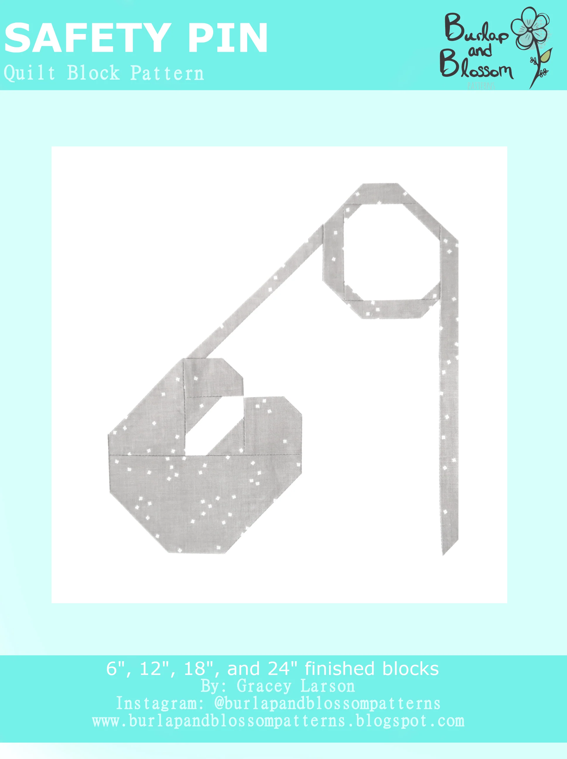Pattern, Safety Pin Quilt Block by Burlap and Blossom (digital download)