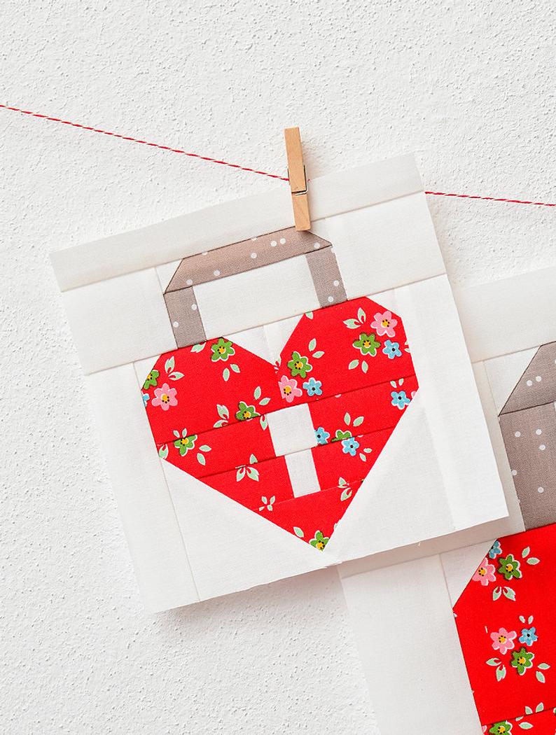 Pattern, Unlock My Heart Valentine Love Quilt Block by Ellis & Higgs (digital download) - Image 2