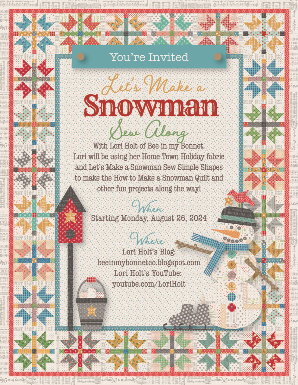 Sew Simple Shapes, Let's Make a SNOWMAN by Lori Holt of Bee in My Bonnet - Image 3