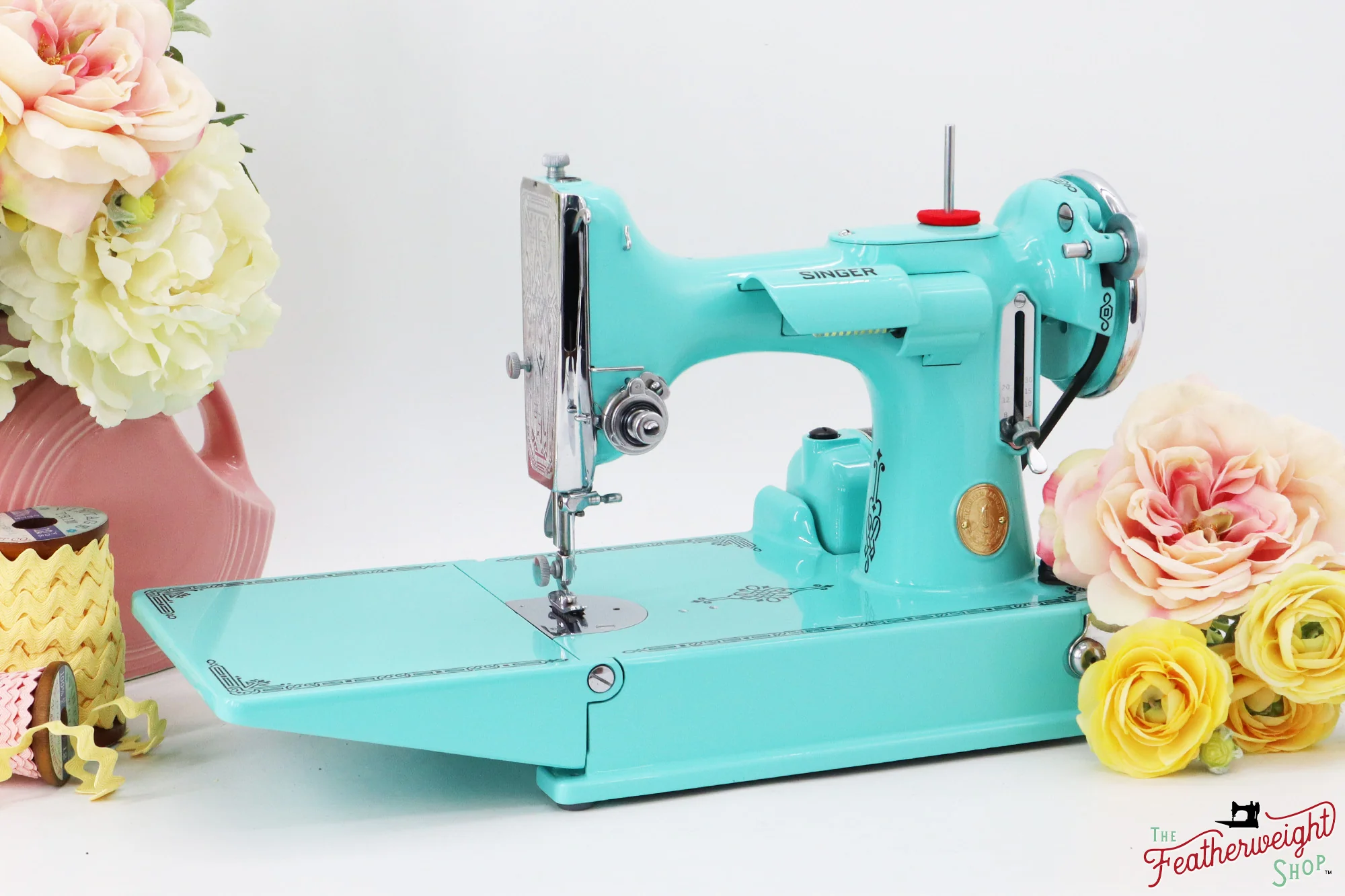Singer Featherweight 221, AD791*** - Fully Restored in Tiffany Blue - Image 2