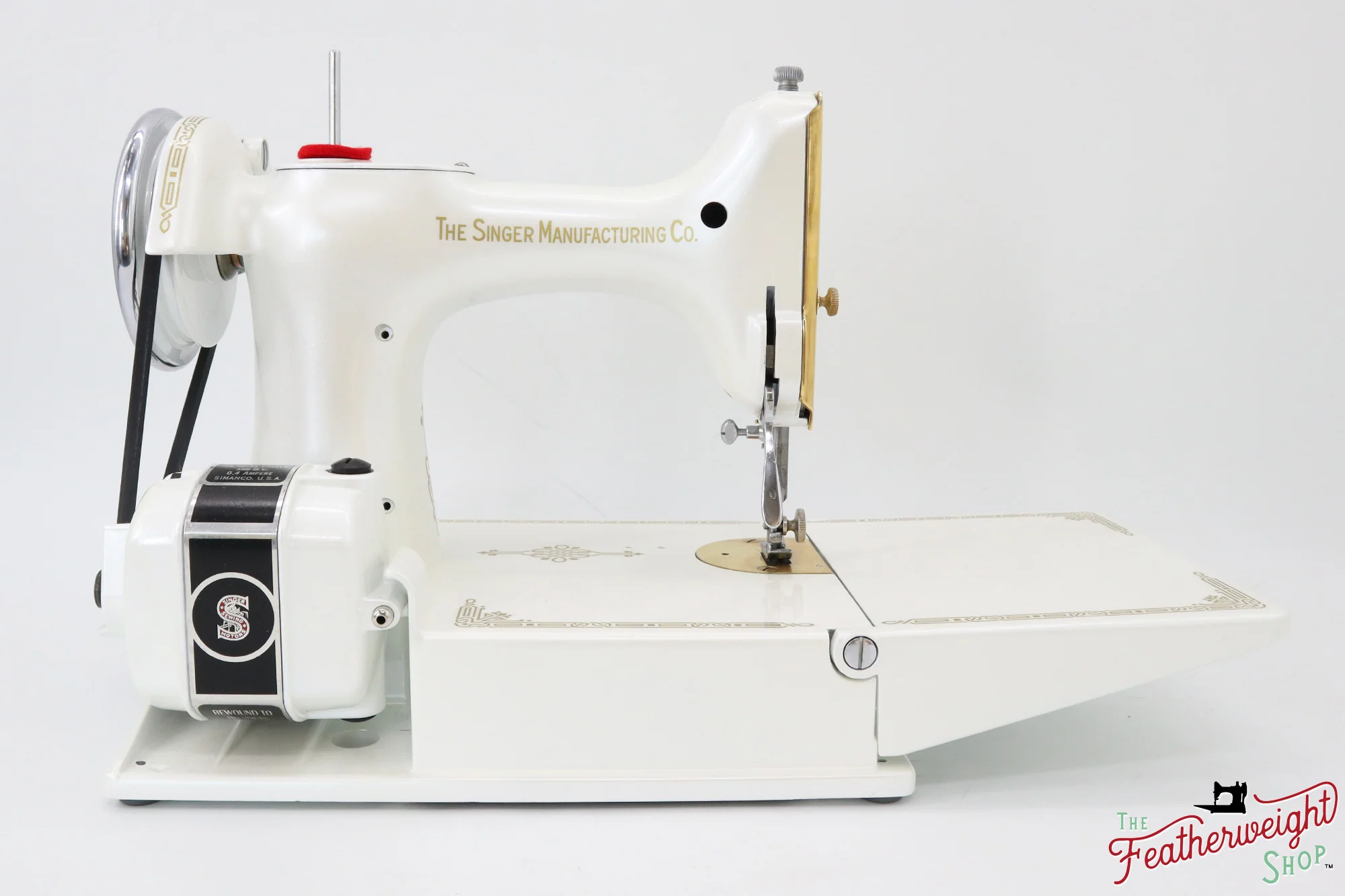 Singer Featherweight 221, AD883*** - Fully Restored in Cloud, Gold-Plated! - Image 11