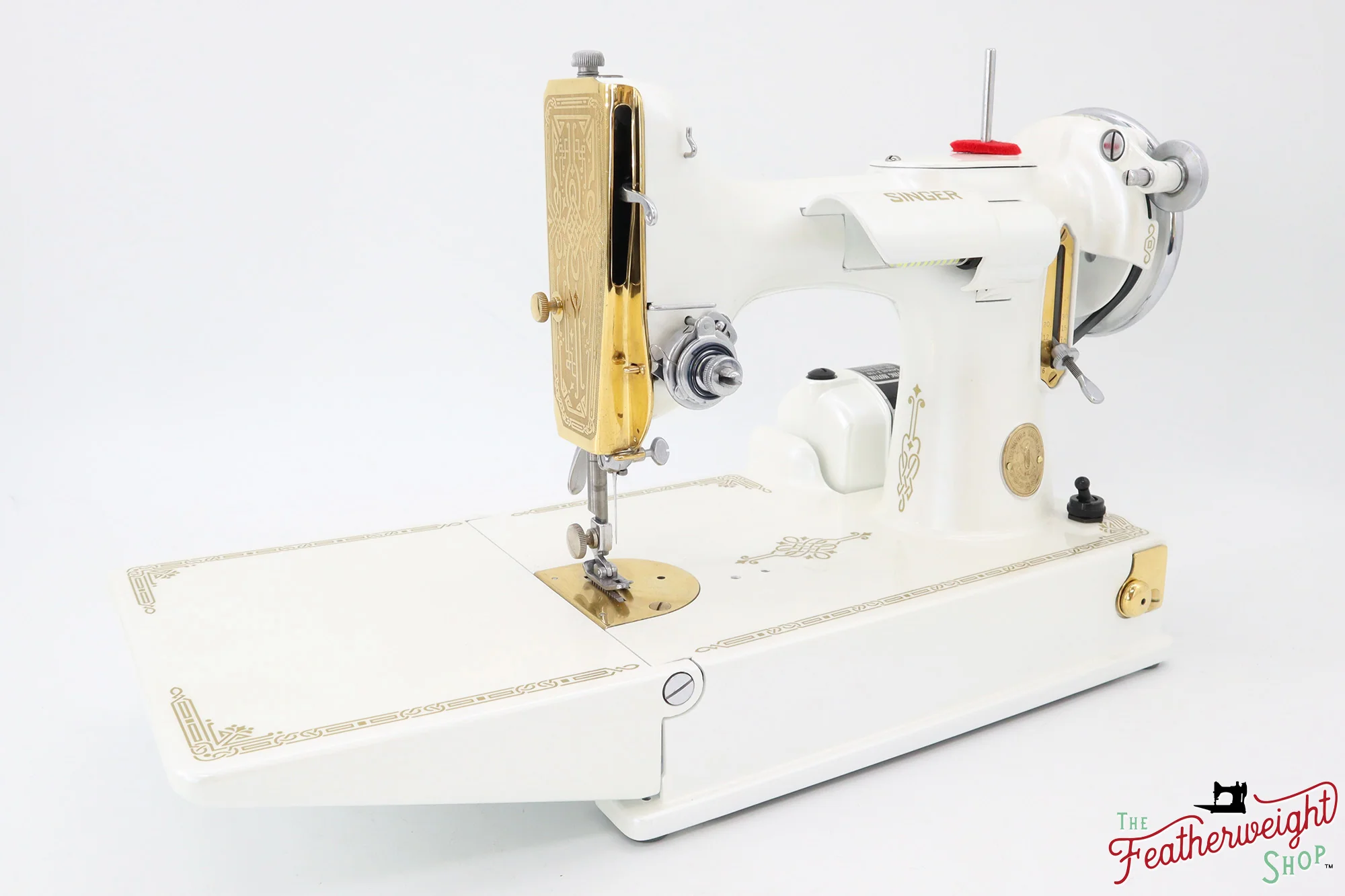 Singer Featherweight 221, AD883*** - Fully Restored in Cloud, Gold-Plated! - Image 2