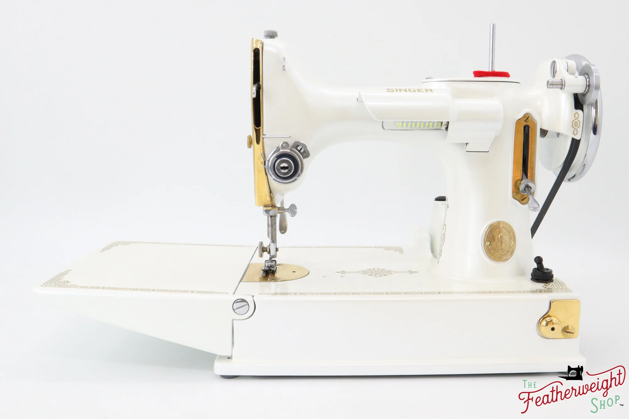 Singer Featherweight 221, AD883*** - Fully Restored in Cloud, Gold-Plated! - Image 6