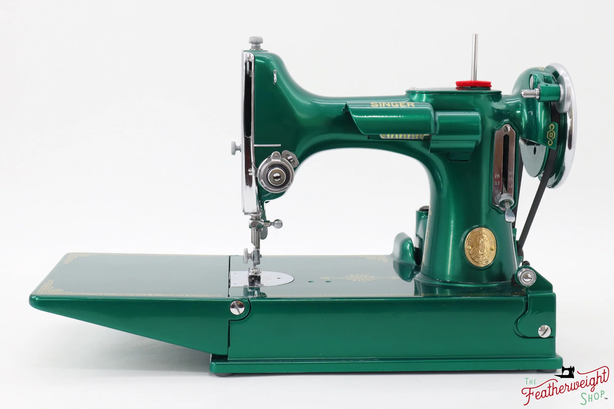 Singer Featherweight 221, AE055*** - Fully Restored in Emerald Green - Image 2