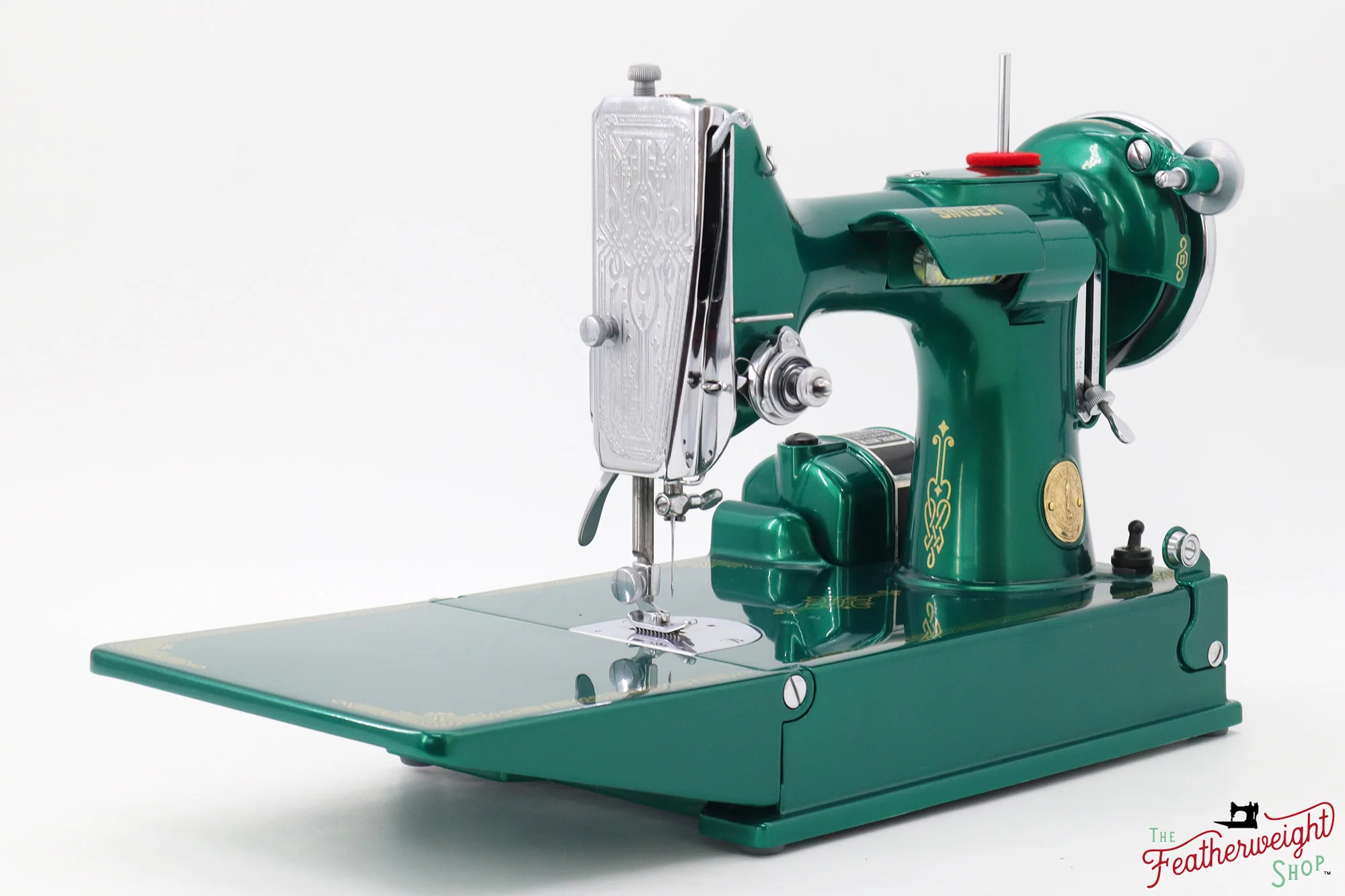 Singer Featherweight 221, AE055*** - Fully Restored in Emerald Green - Image 4