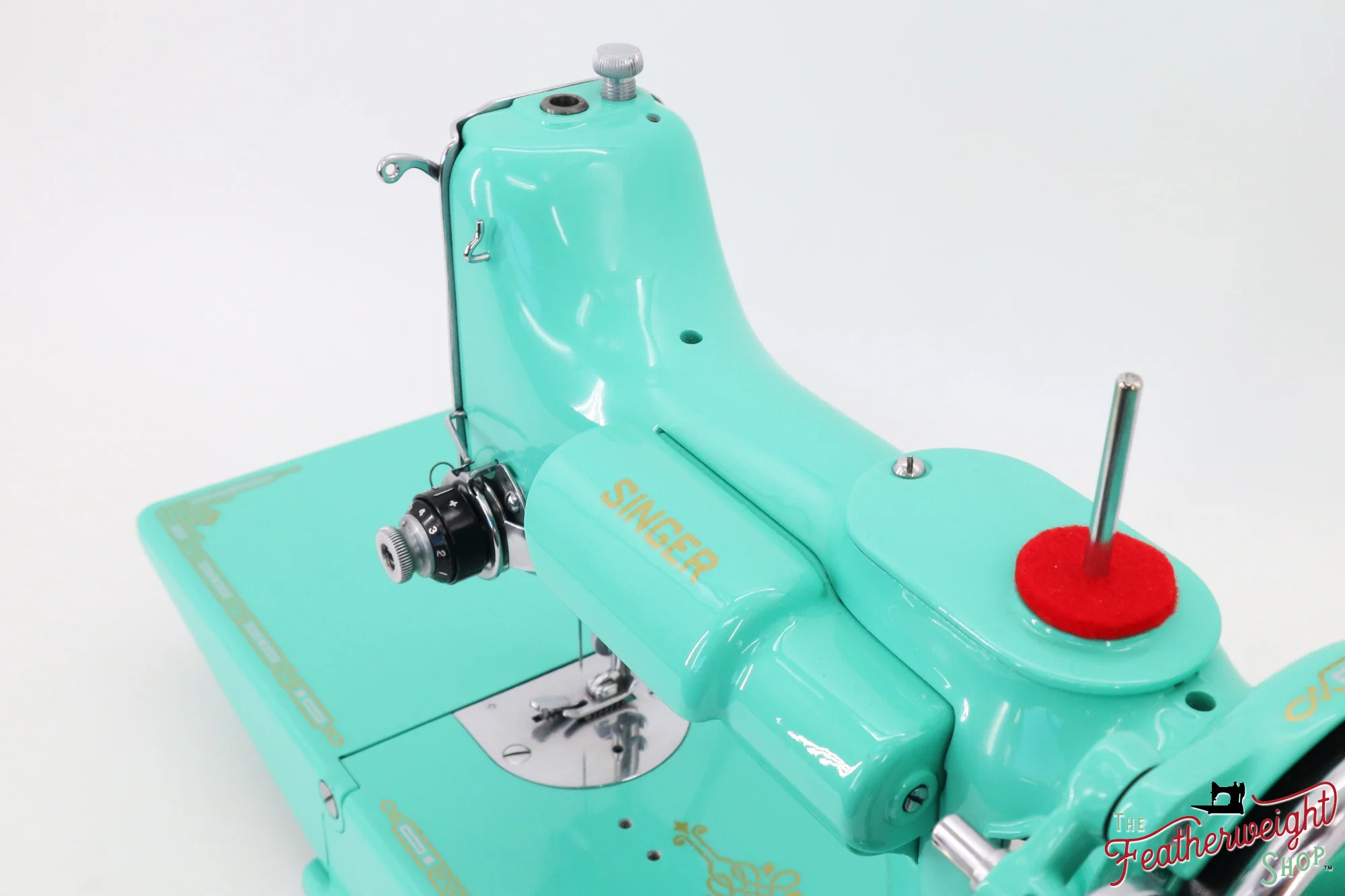 Singer Featherweight 221, AF08193* - Fully Restored in Caribbean Sea Green - Image 13