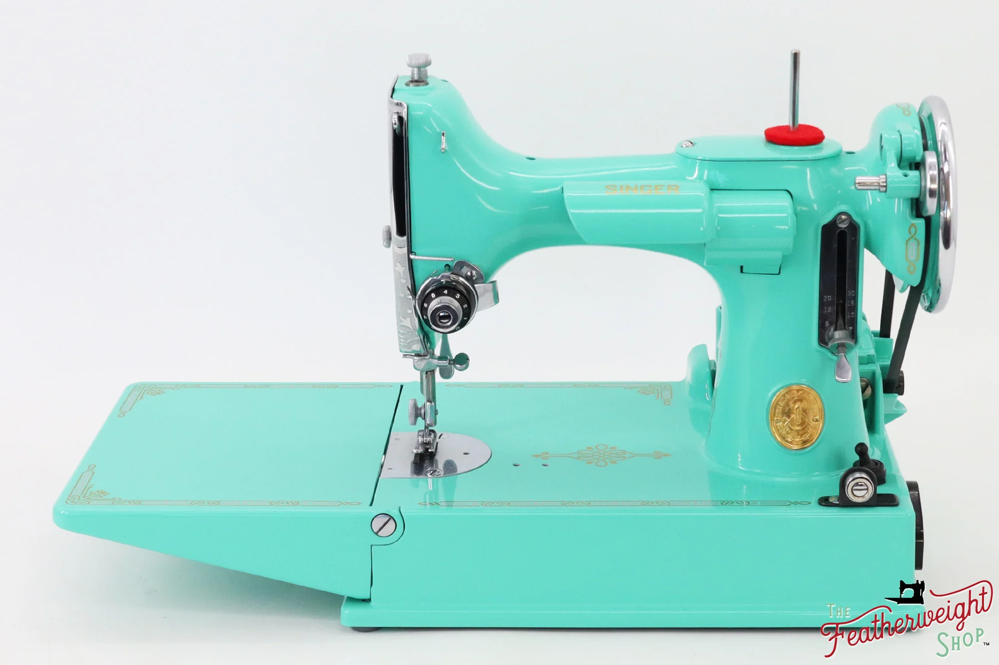 Singer Featherweight 221, AF08193* - Fully Restored in Caribbean Sea Green - Image 4