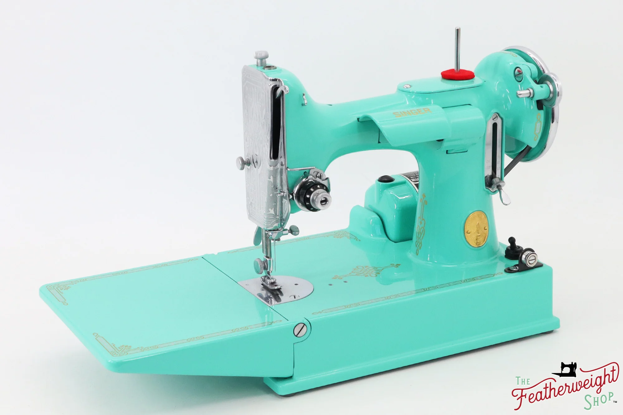 Singer Featherweight 221, AF08193* - Fully Restored in Caribbean Sea Green - Image 5