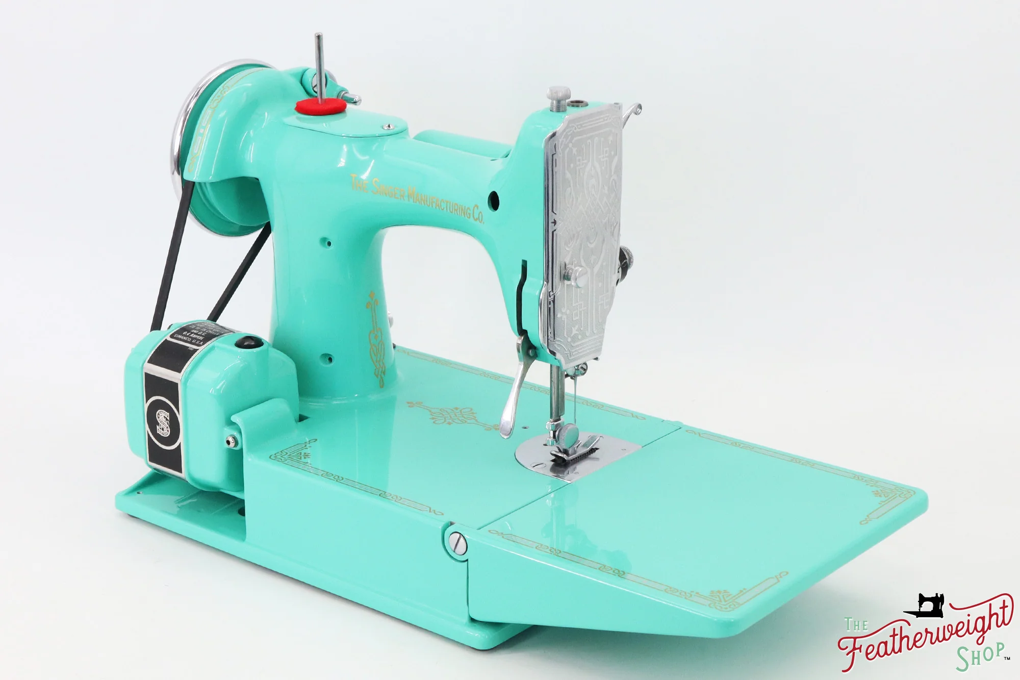 Singer Featherweight 221, AF08193* - Fully Restored in Caribbean Sea Green - Image 7