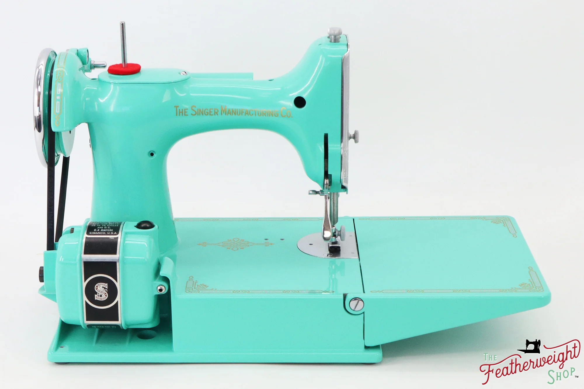 Singer Featherweight 221, AF08193* - Fully Restored in Caribbean Sea Green - Image 8