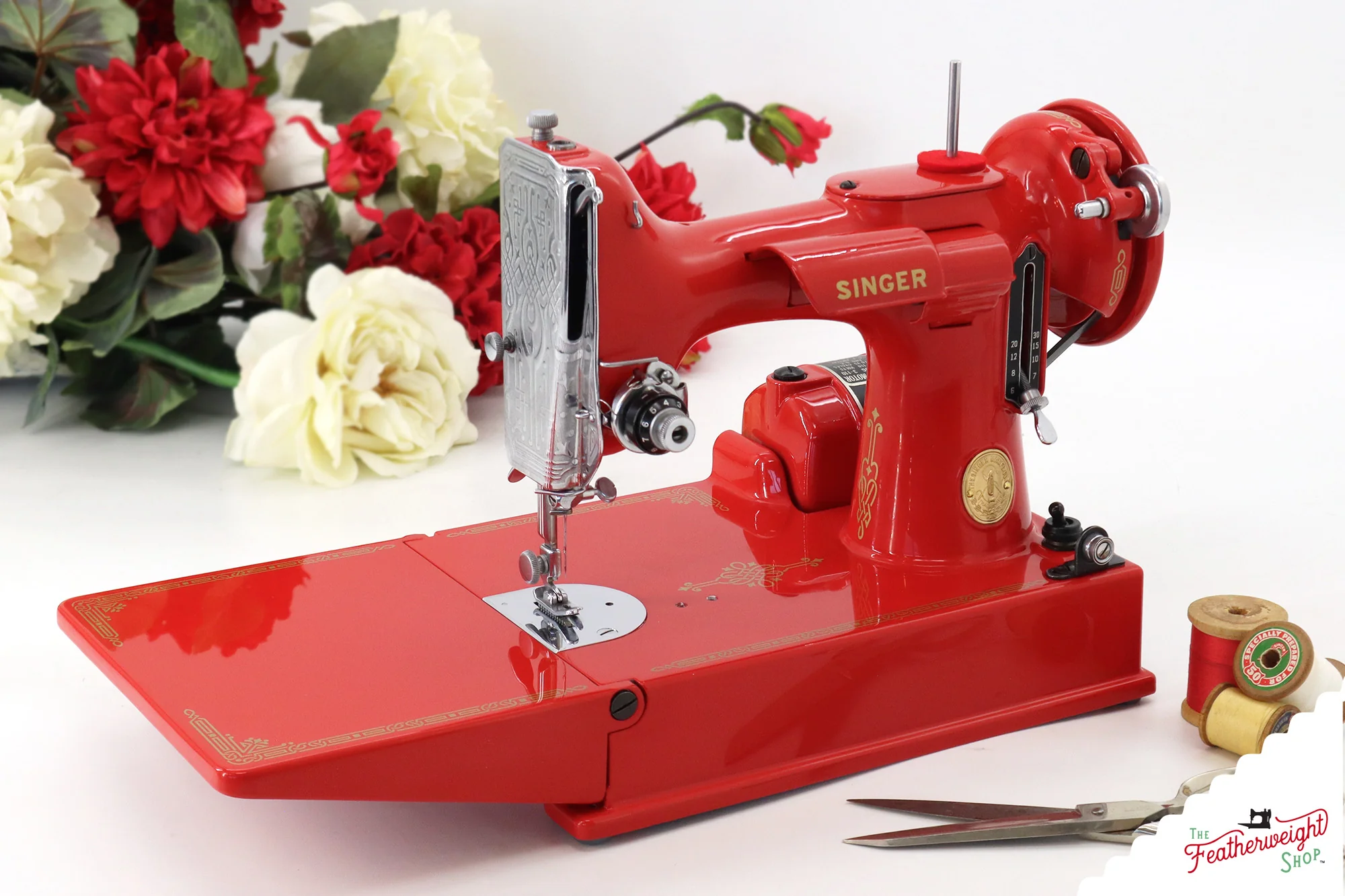 Singer Featherweight 221 AG877*** - Fully Restored in Liberty Red - Image 3